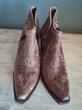 Ariat Brown Western Cutout Ankle Boots